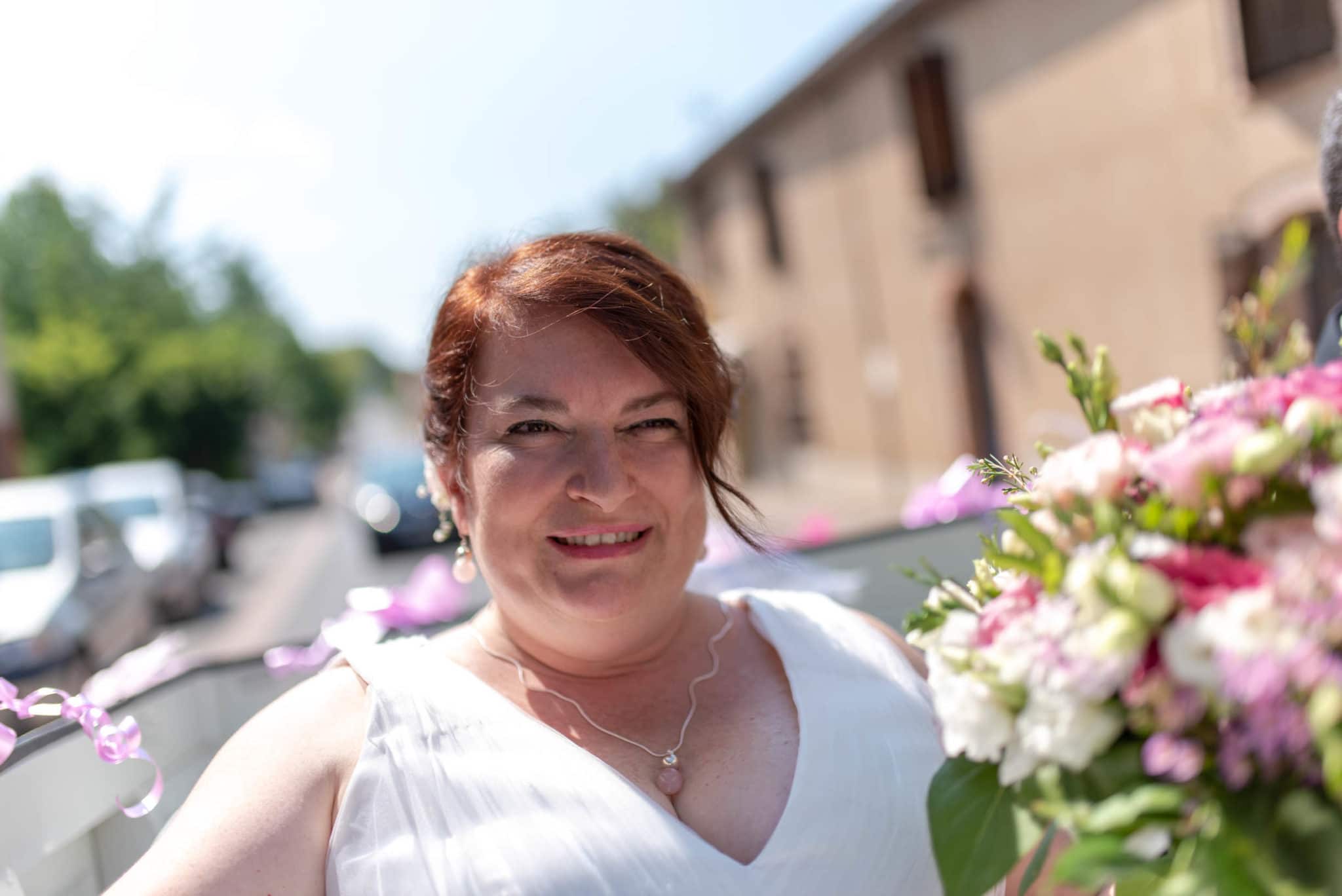 From the house to the church in a vintage car